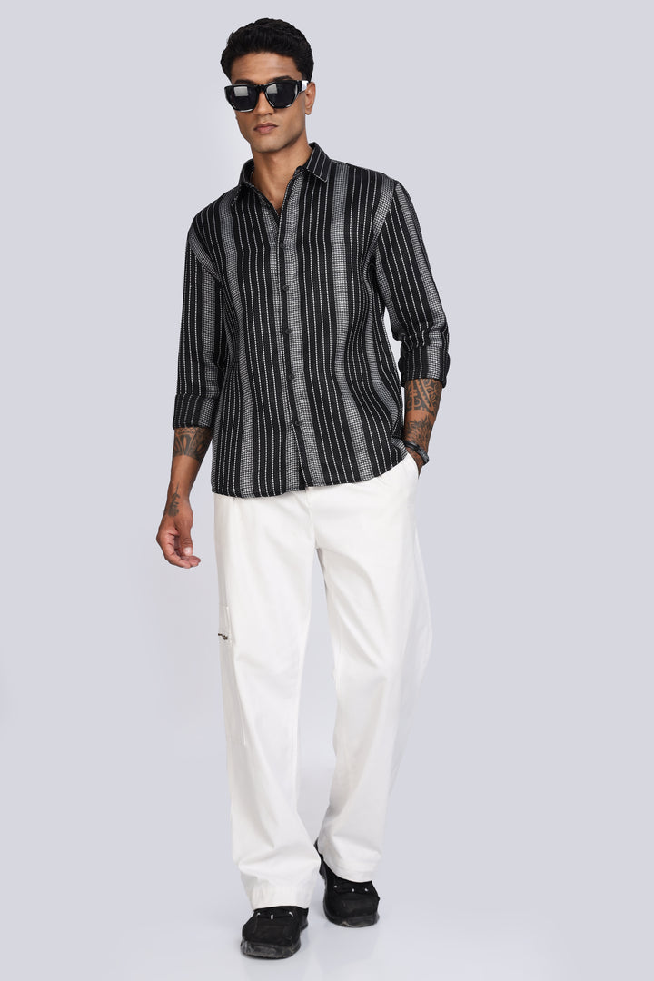 Stripes: Black Textured Fabric shirt