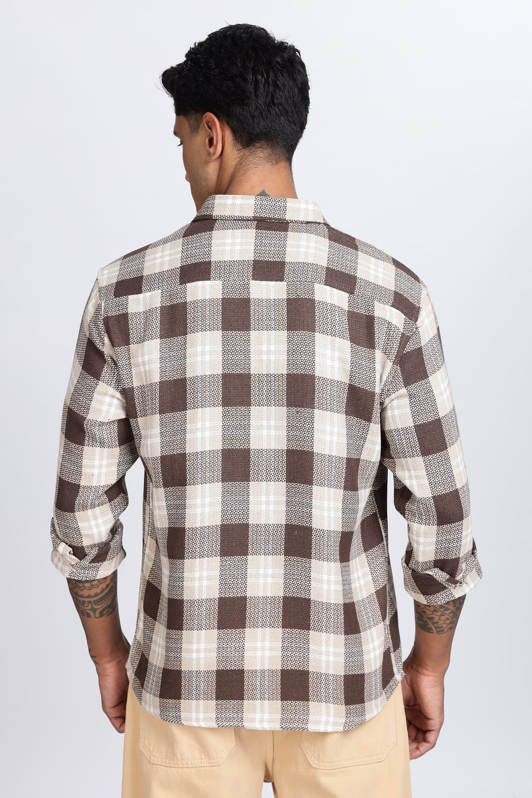 Plaid Brown Textured fabric Shirt