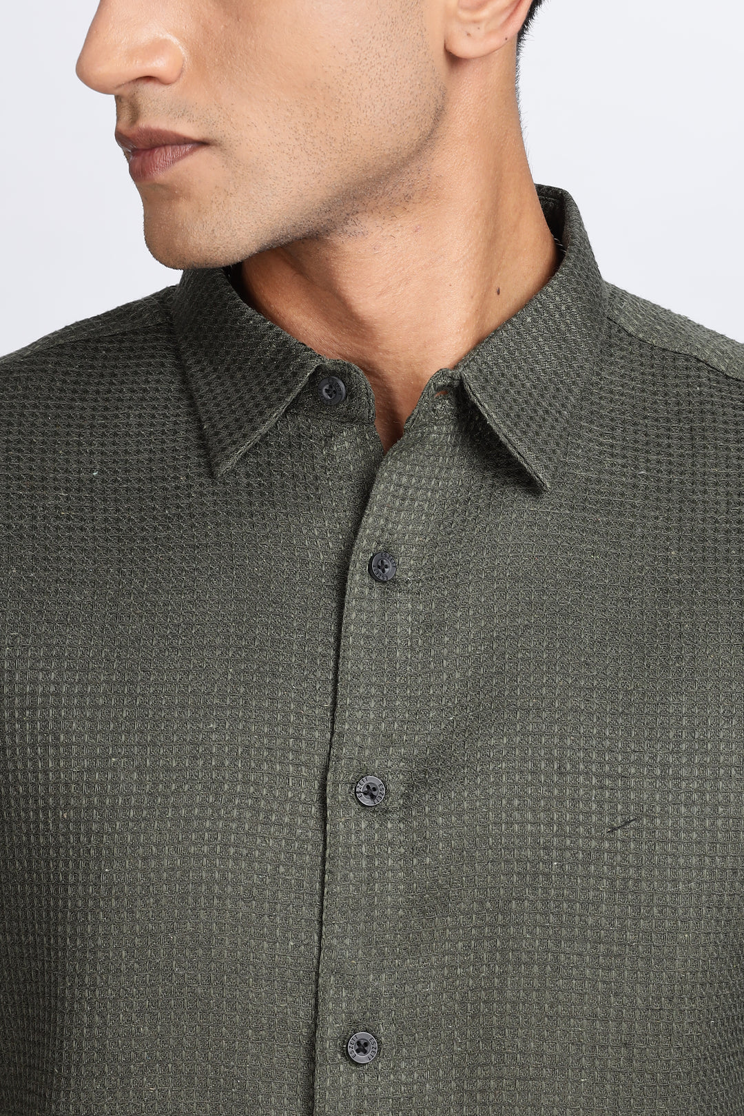 Solids Olive : Textured Fabric Shirt