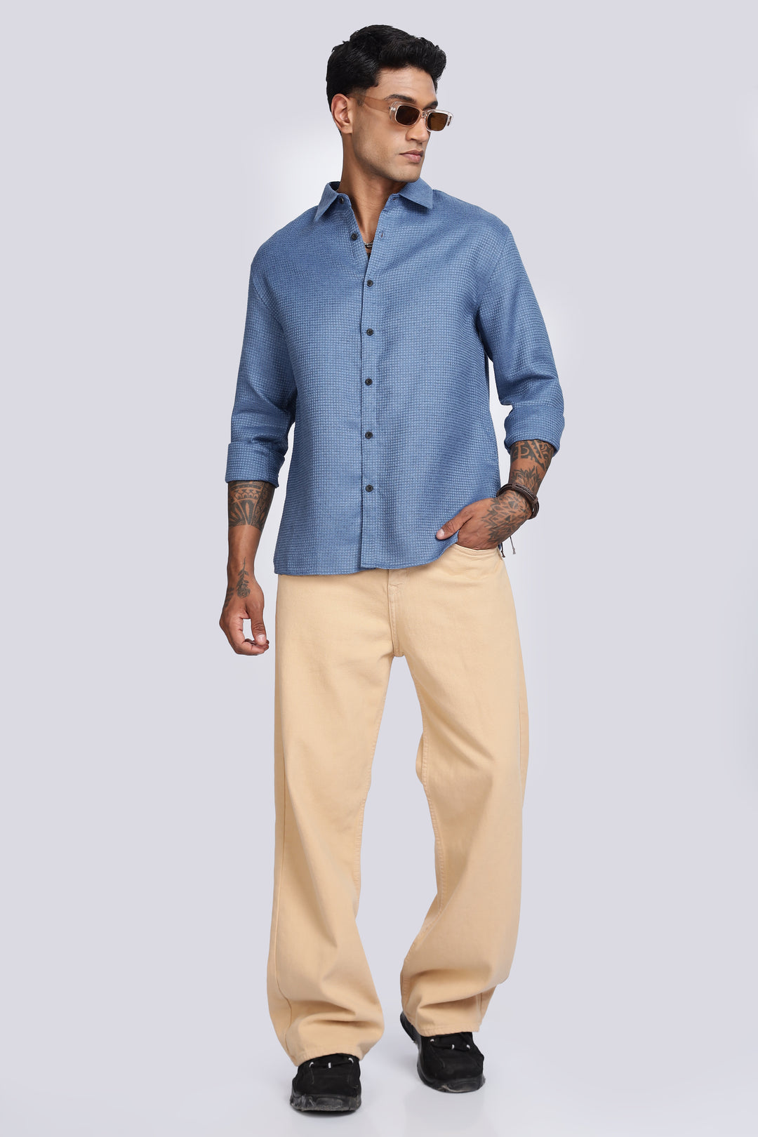 Turquoise : Textured Fabric Shirt