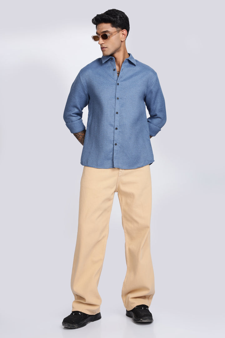 Turquoise : Textured Fabric Shirt