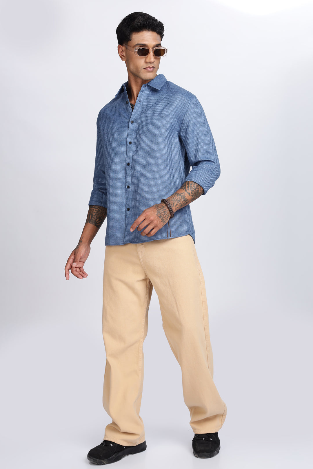 Turquoise : Textured Fabric Shirt