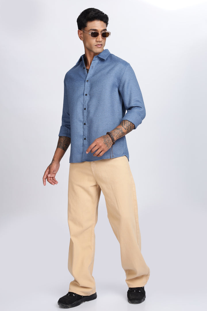 Turquoise : Textured Fabric Shirt