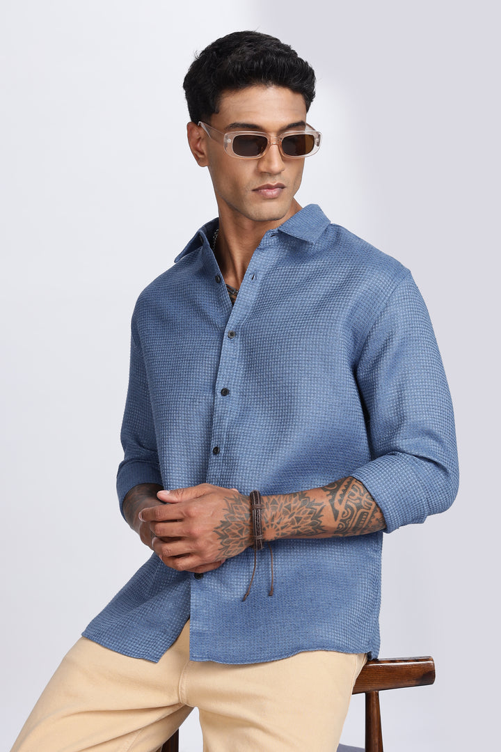 Turquoise : Textured Fabric Shirt