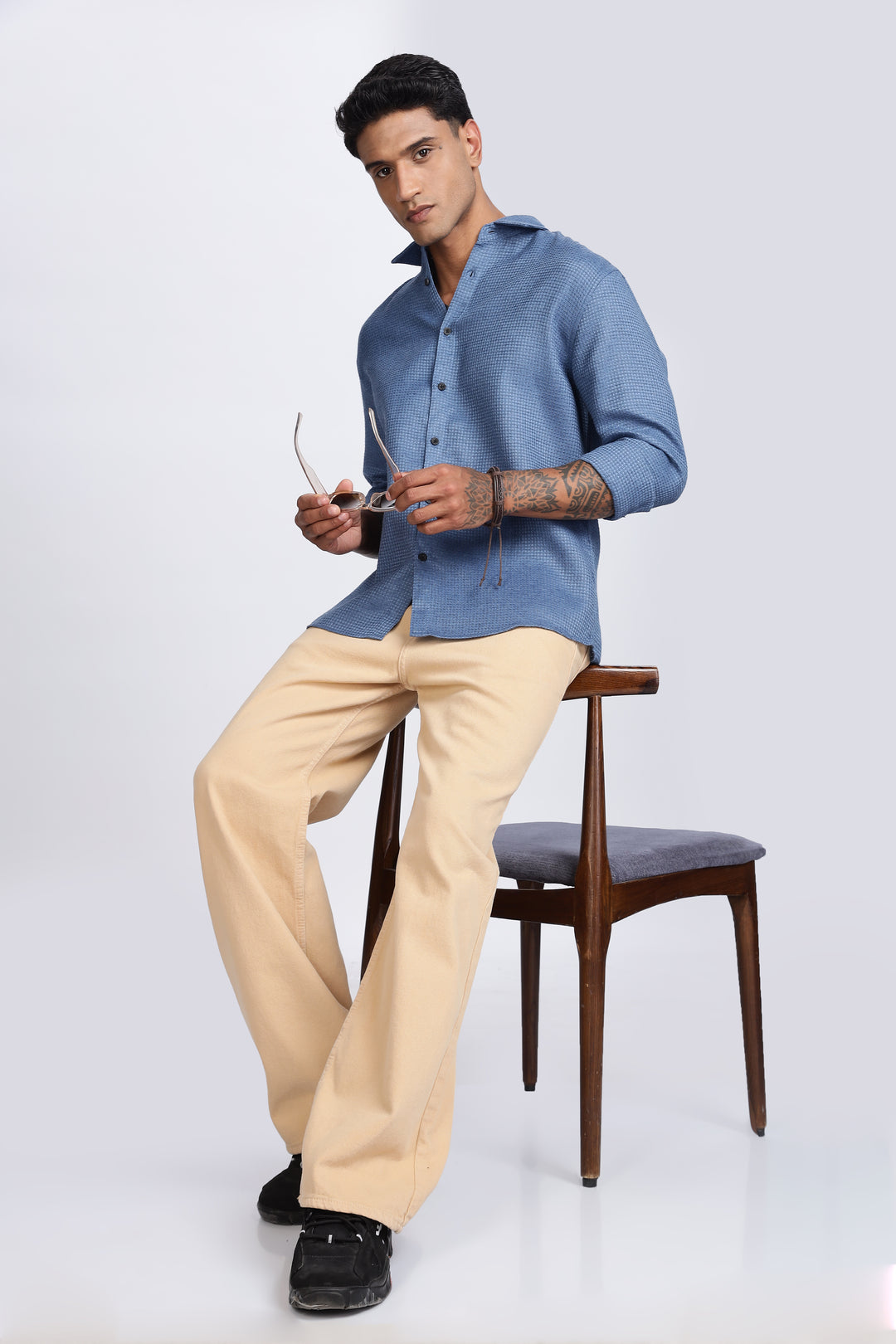 Turquoise : Textured Fabric Shirt
