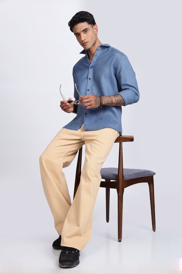 Turquoise : Textured Fabric Shirt