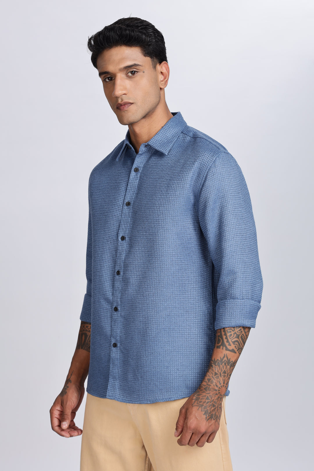 Turquoise : Textured Fabric Shirt