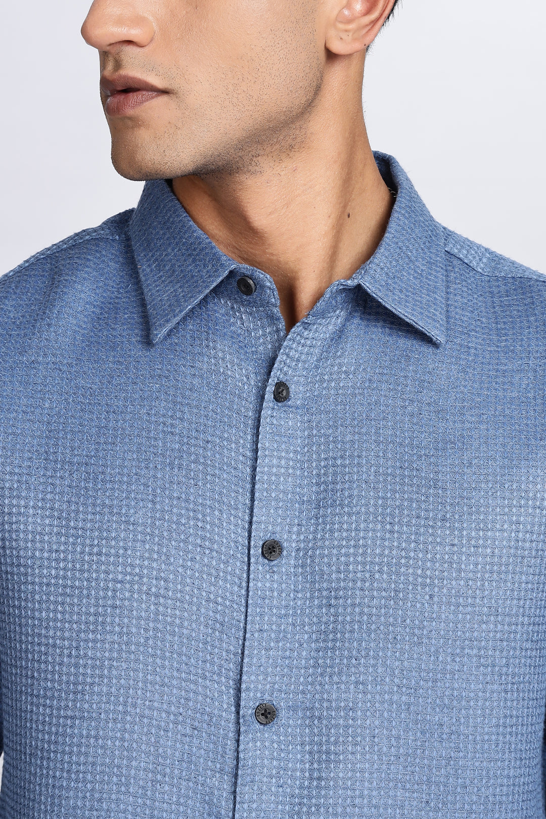 Turquoise : Textured Fabric Shirt