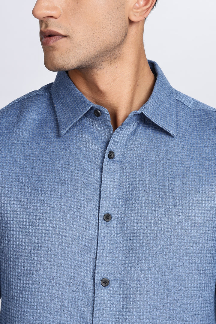 Turquoise : Textured Fabric Shirt