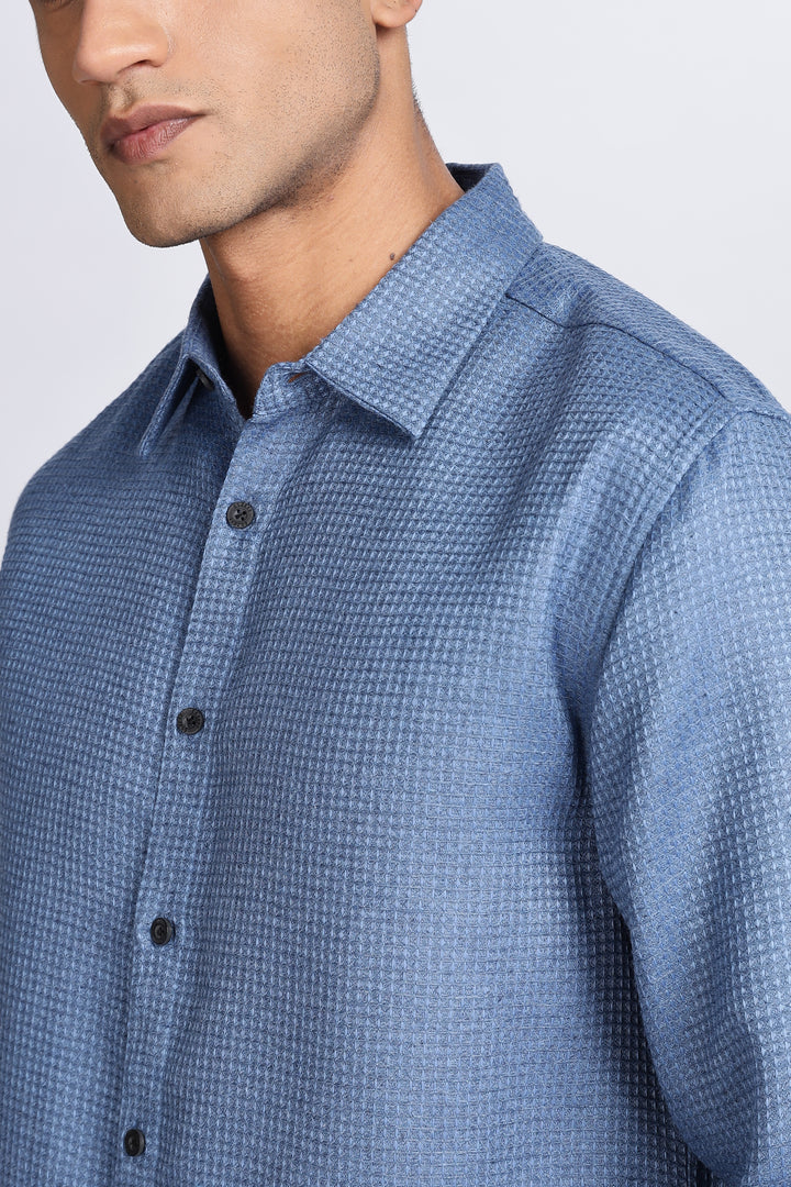 Turquoise : Textured Fabric Shirt