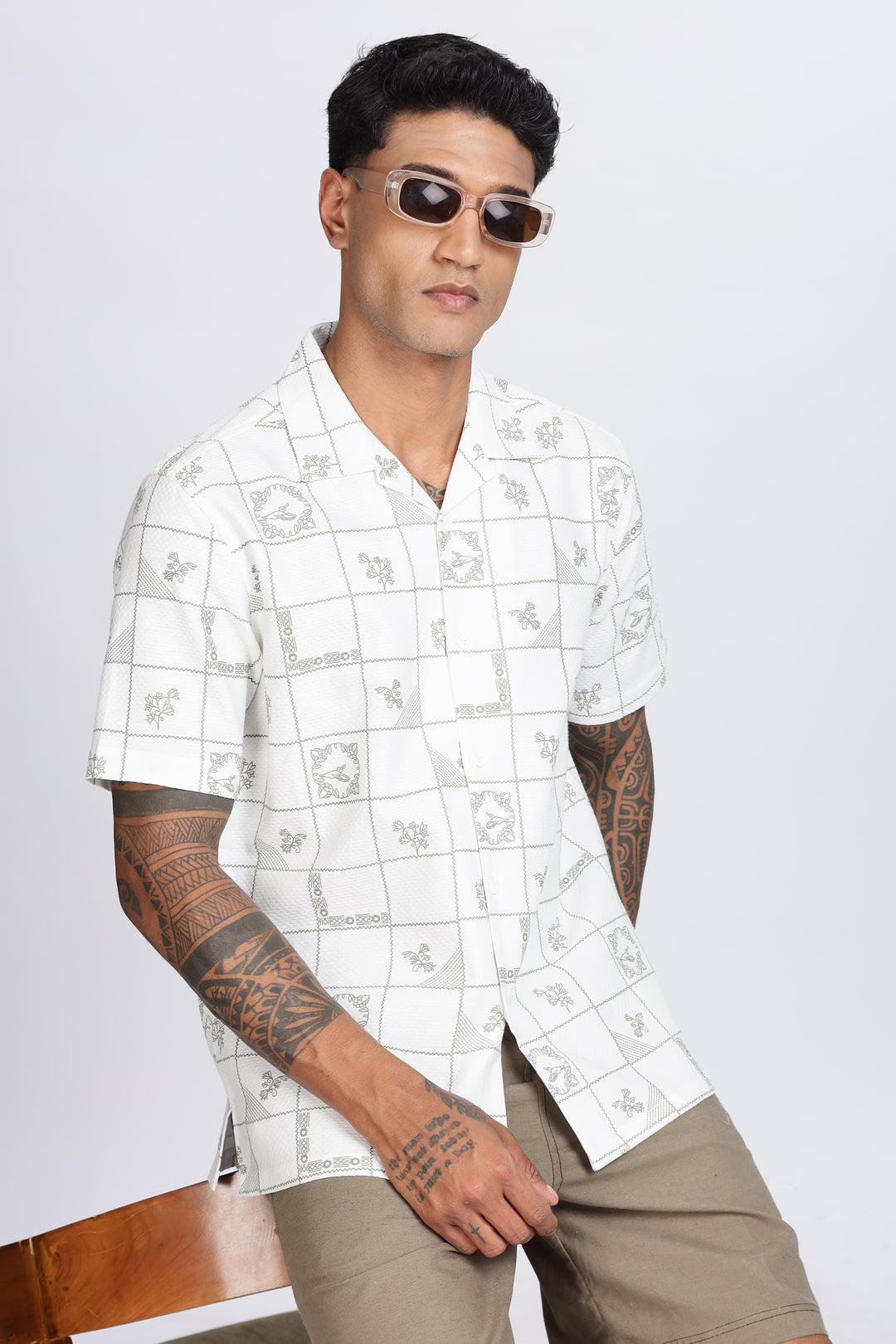 Plaid Cuban Textured fabric Shirt