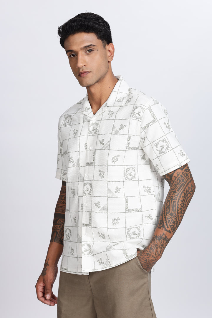 Plaid Cuban Textured fabric Shirt