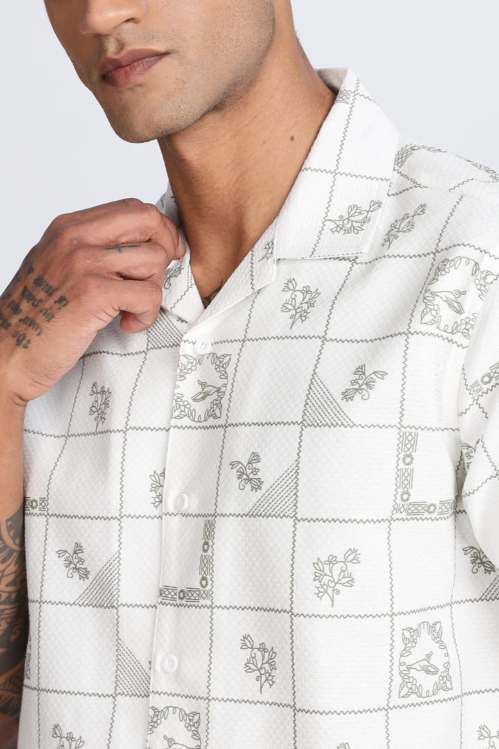 Plaid Cuban Textured fabric Shirt