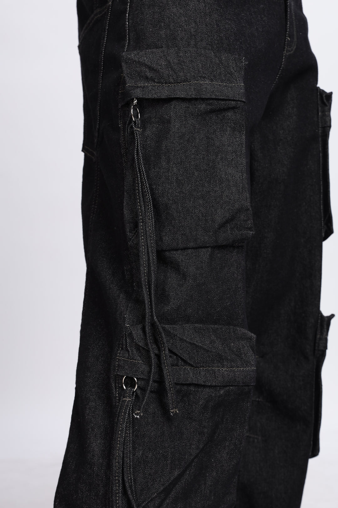 Coal Black Baggy Cargo Pants
