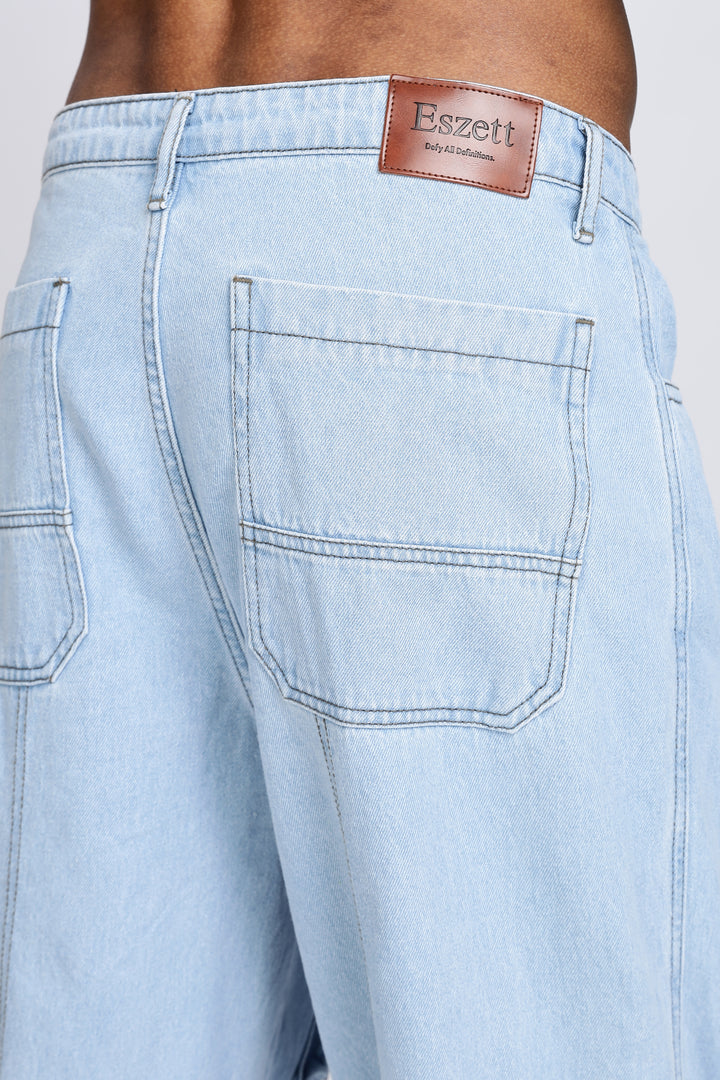 Glacial Blue Baggy Cargo Pants