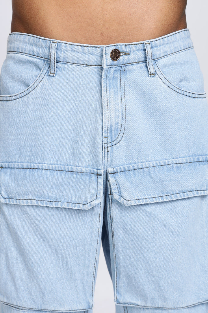 Glacial Blue Baggy Cargo Pants