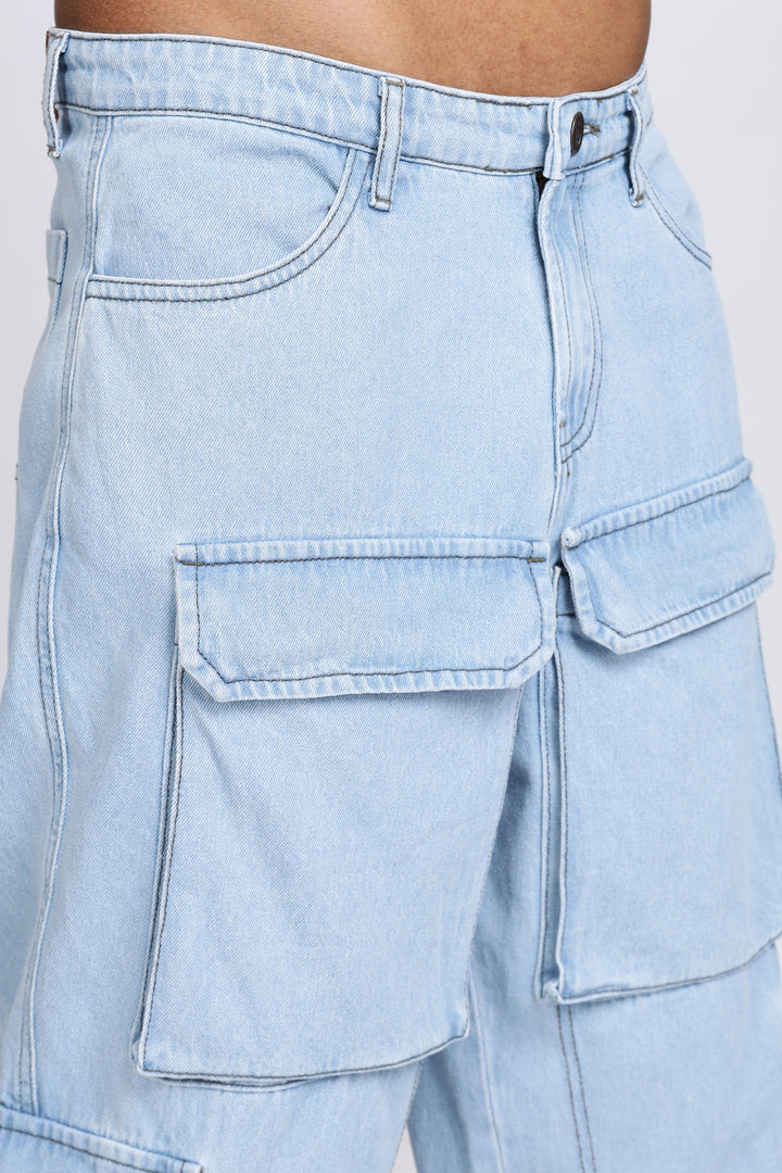 Glacial Blue Baggy Cargo Pants