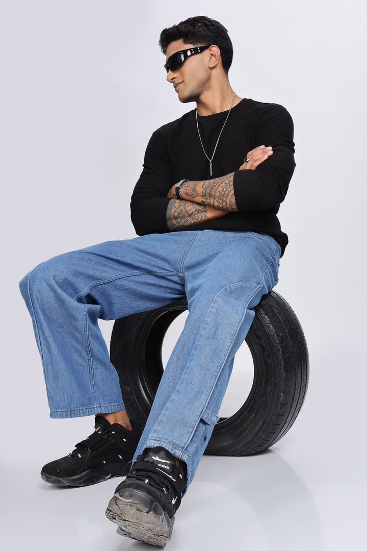 Twin- Flap Blue Cargo Pants