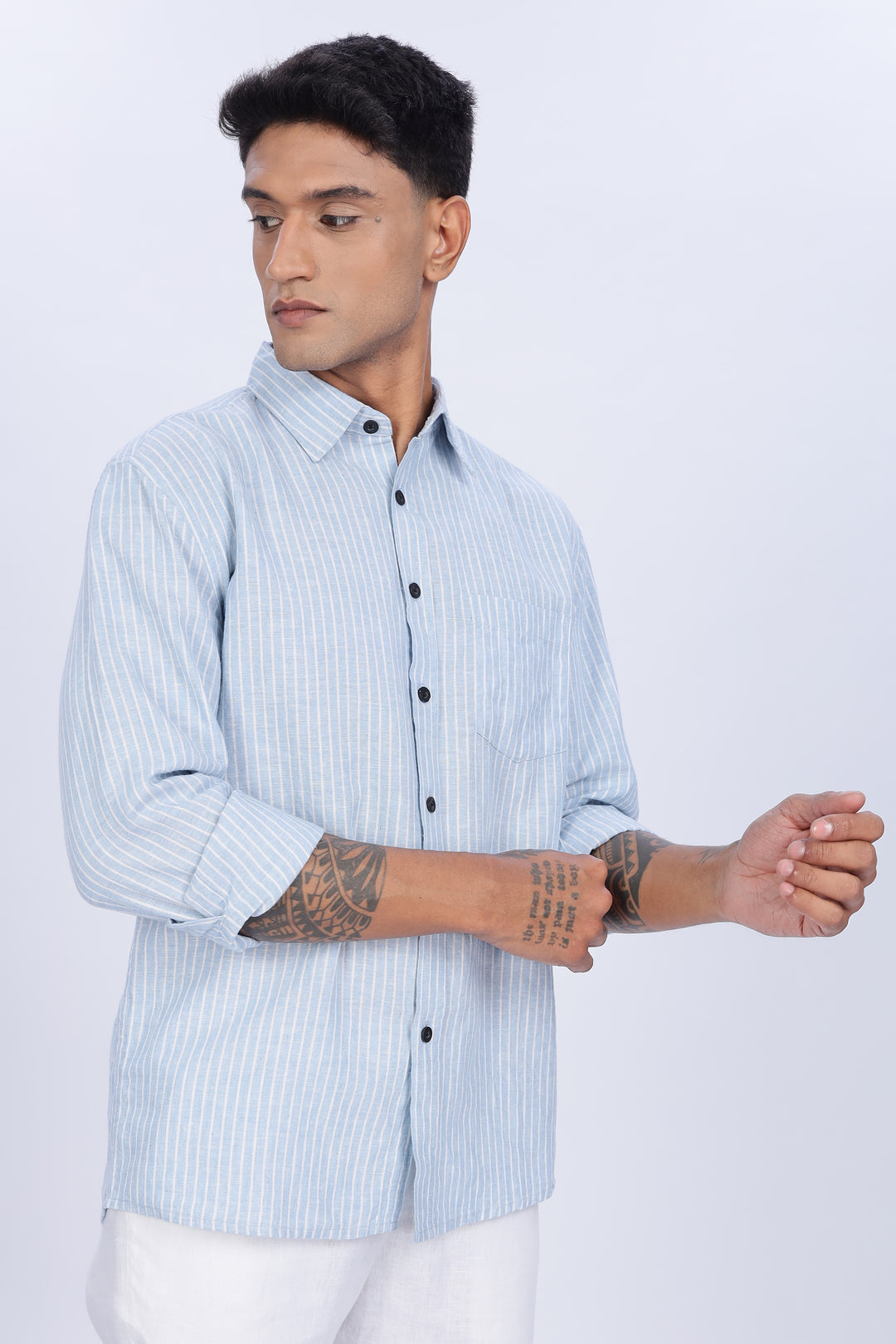 Linen: Blue Stripes Shirt