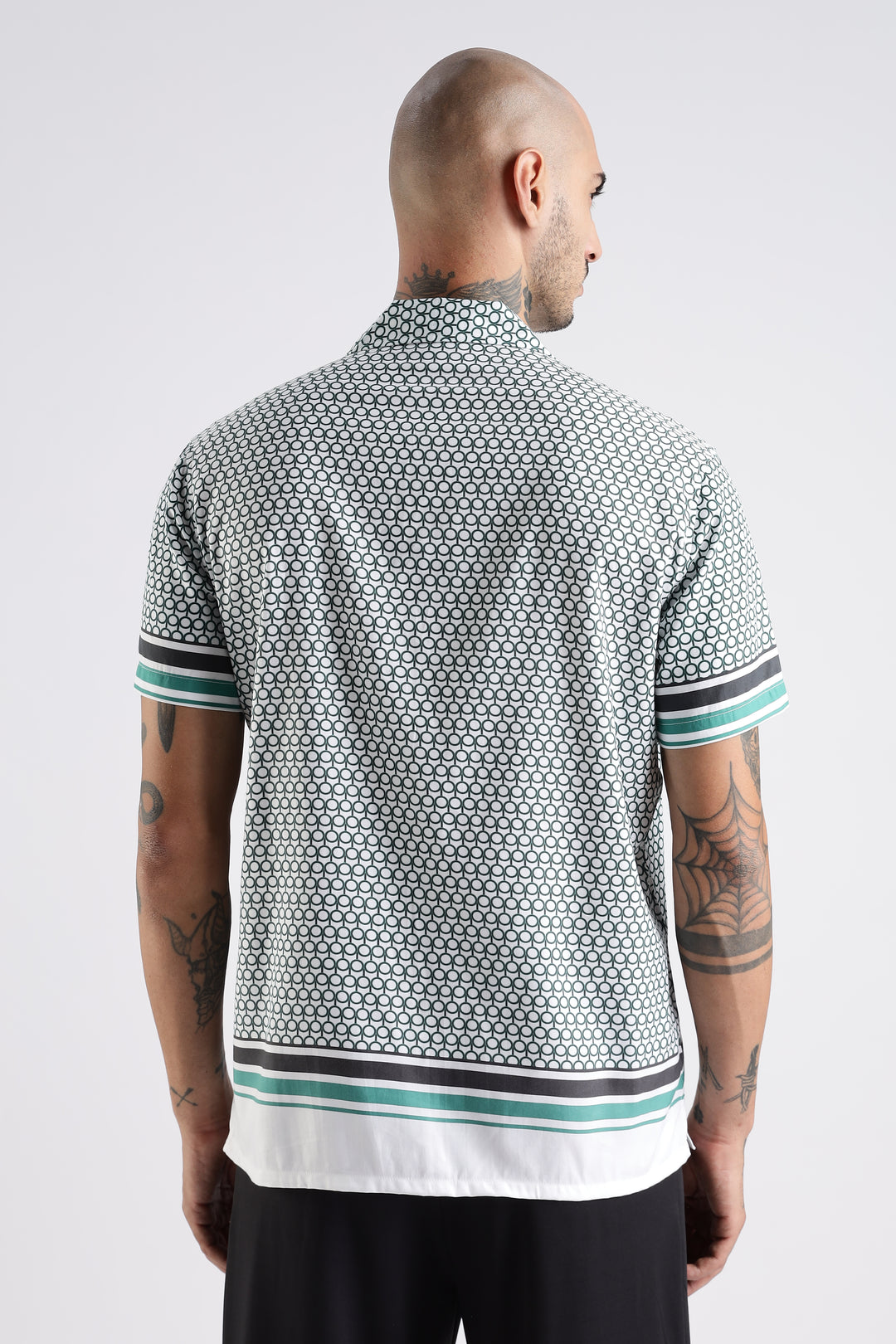 Originals: White Block Print Cotton Cuban Shirt