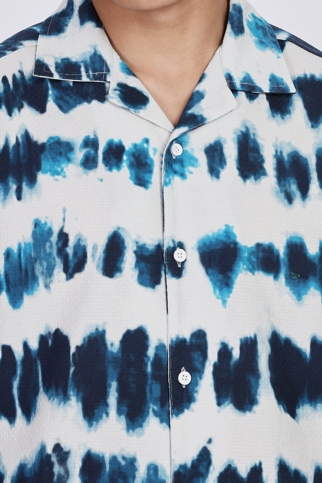 Emulsion Blue Textured Cuban Shirt