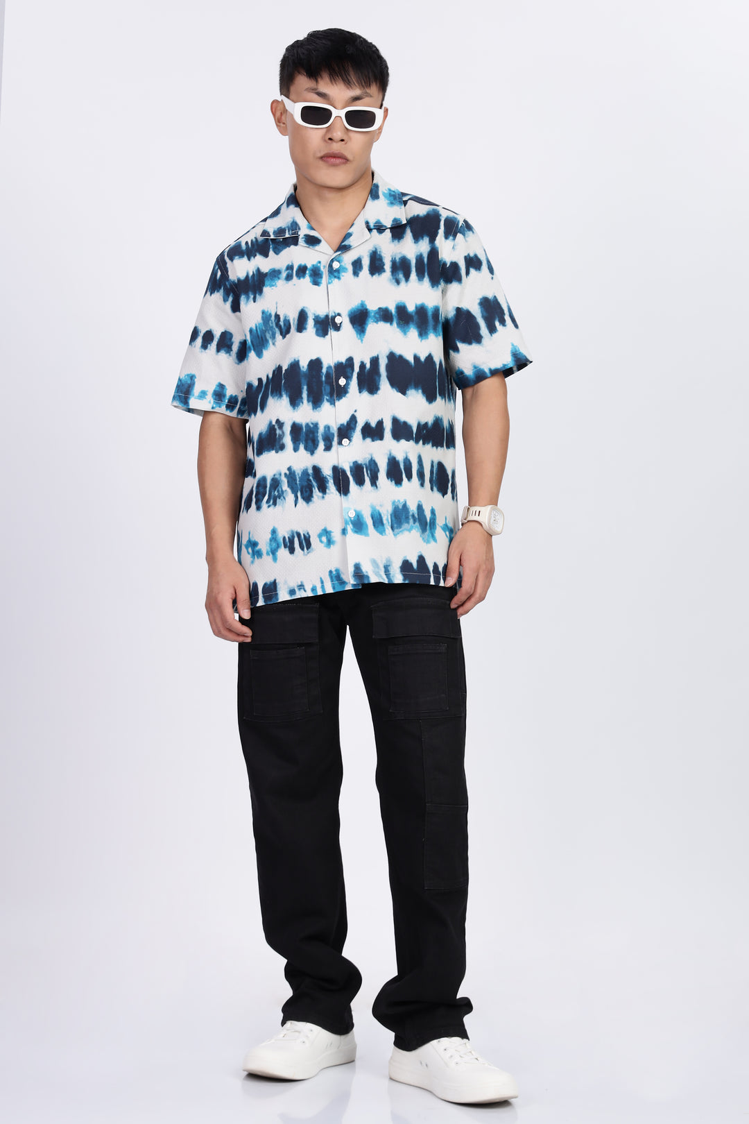 Emulsion Blue Textured Cuban Shirt