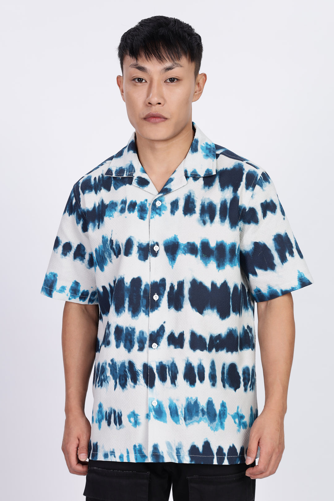 Emulsion Blue Textured Cuban Shirt