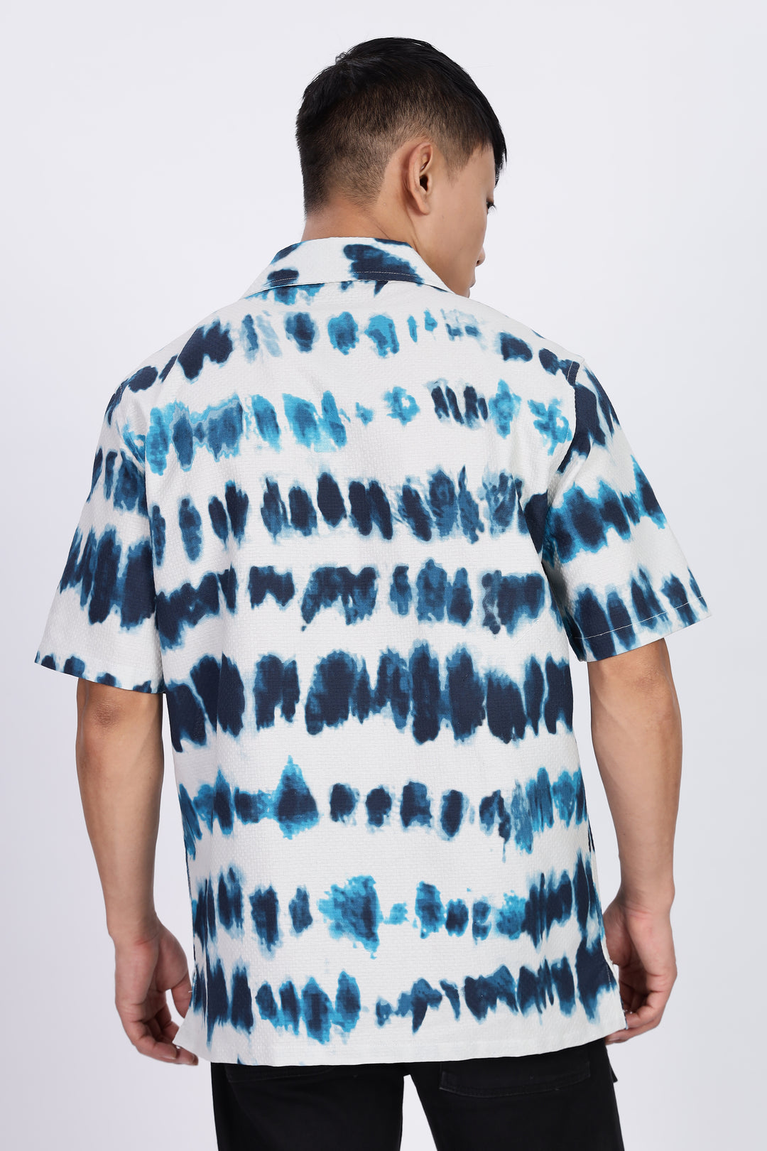 Emulsion Blue Textured Cuban Shirt