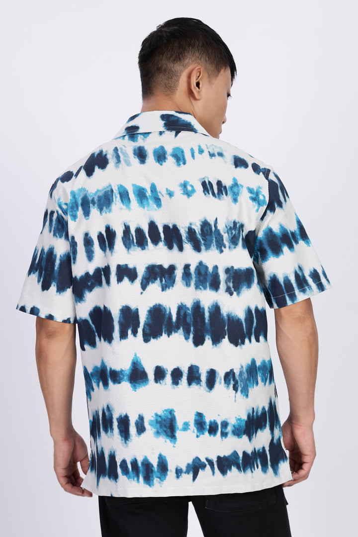 Emulsion Blue Textured Cuban Shirt