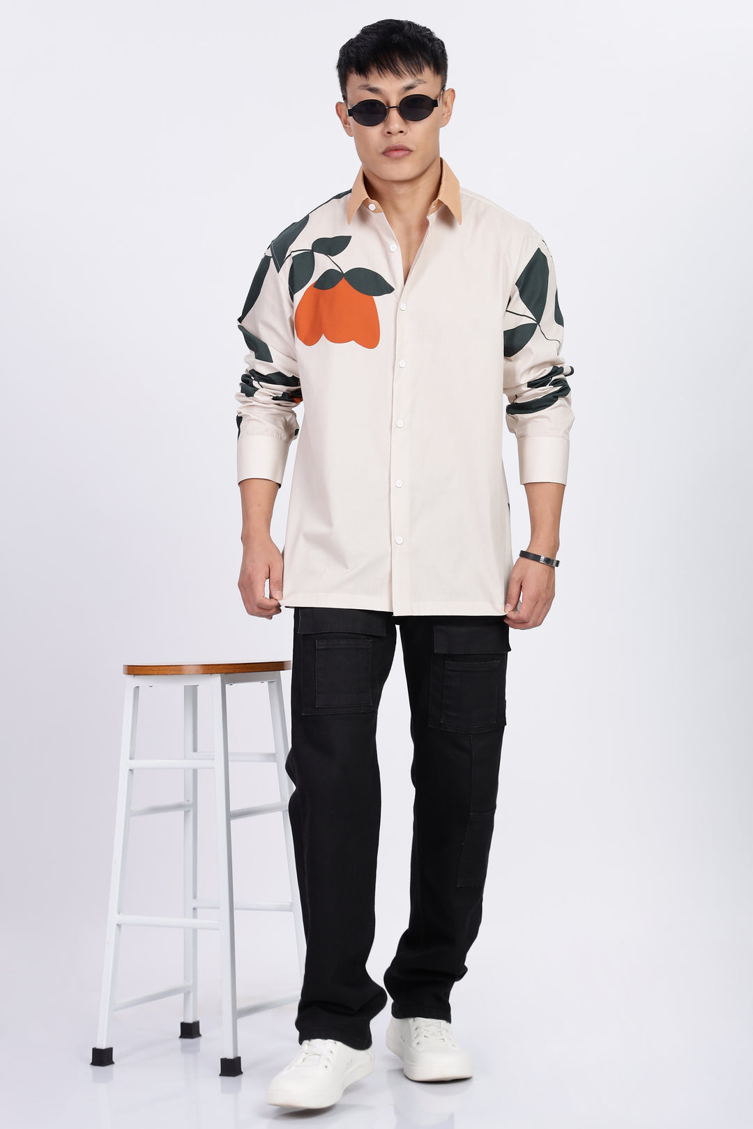Classic: Orange Floral Printed Shirt