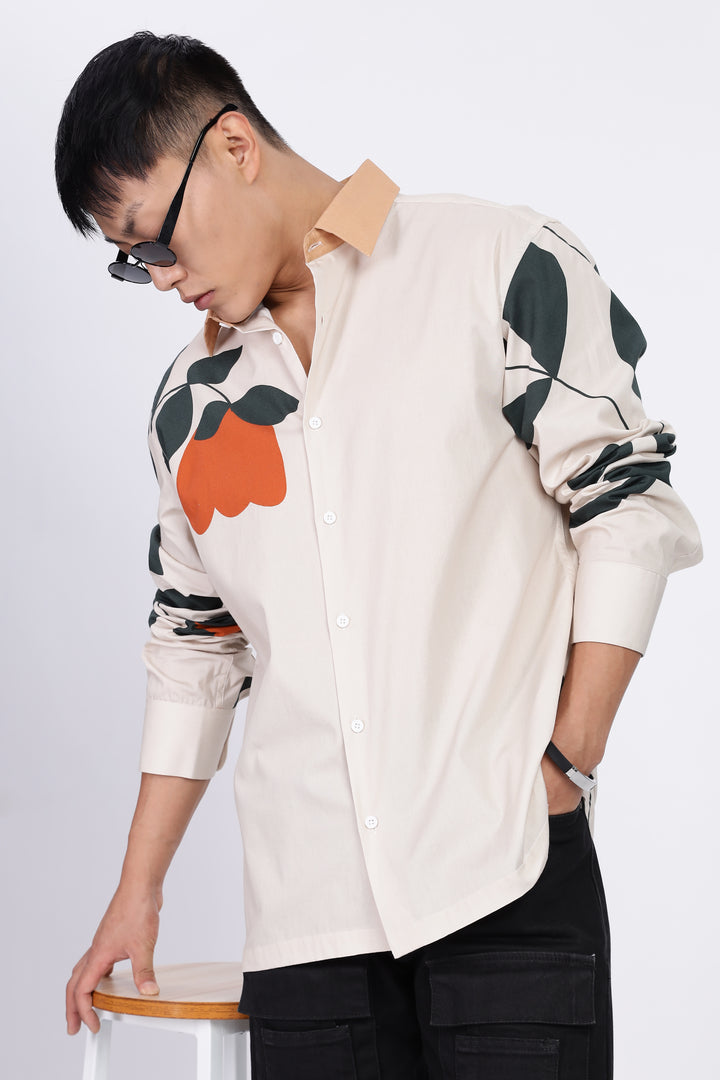 Classic: Orange Floral Printed Shirt