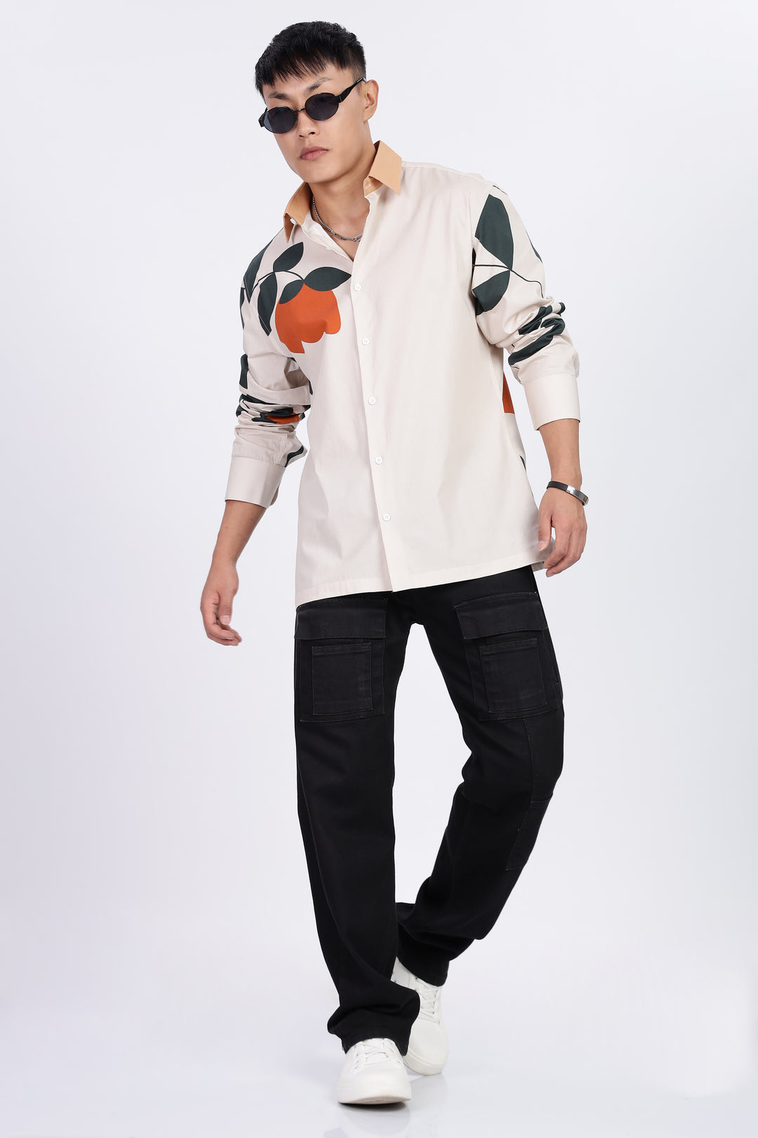 Classic: Orange Floral Printed Shirt