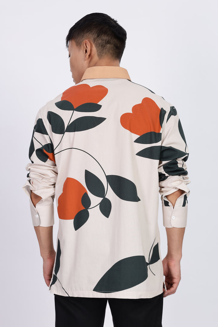 Classic: Orange Floral Printed Shirt
