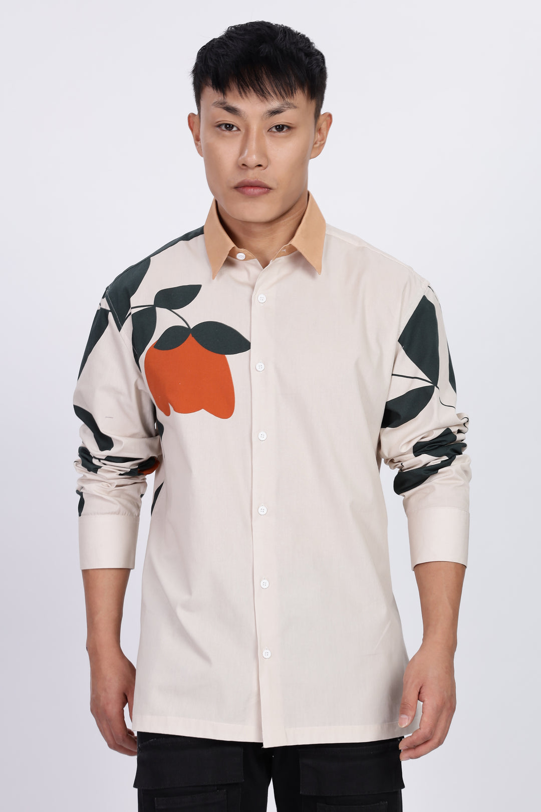 Classic: Orange Floral Printed Shirt
