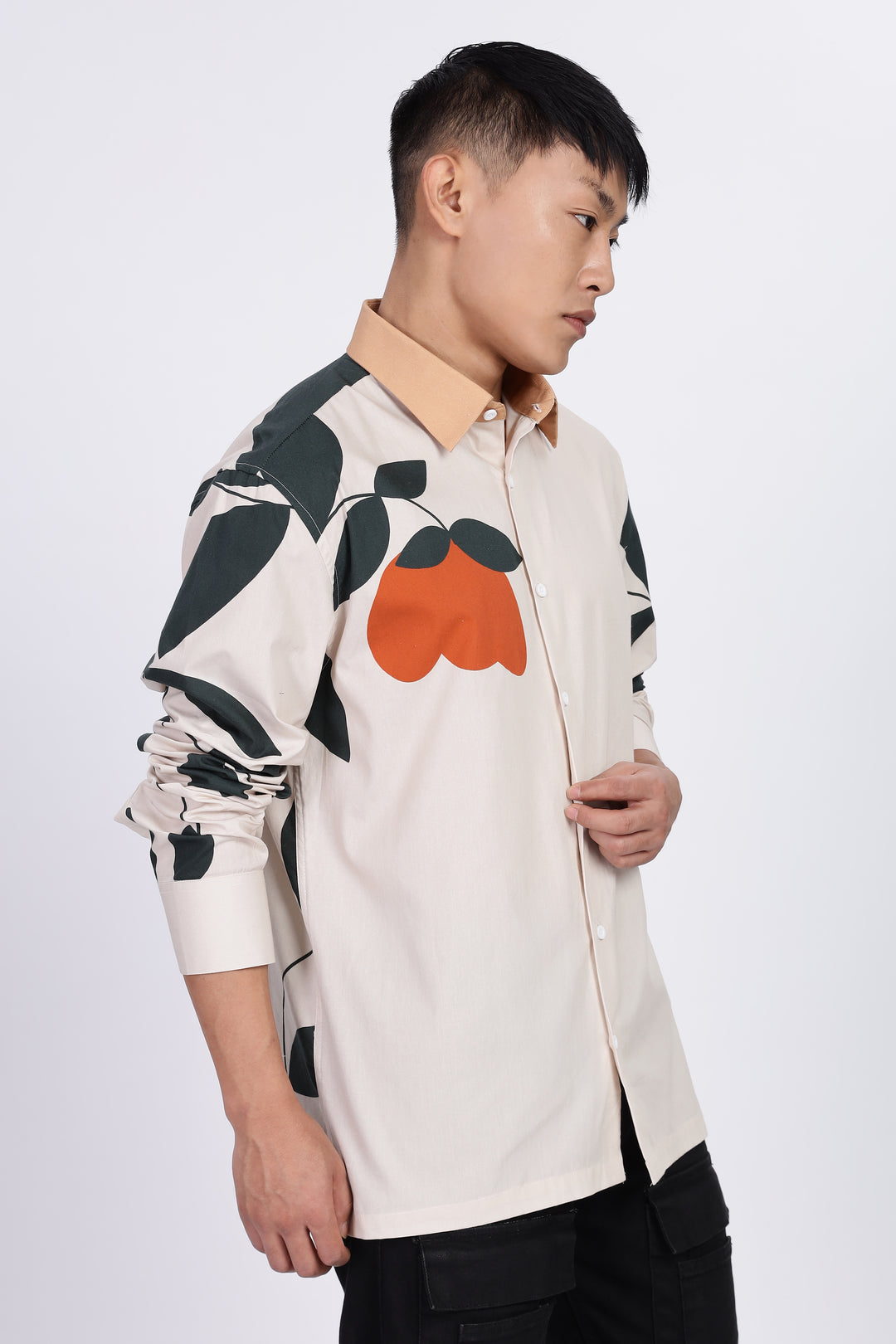 Classic: Orange Floral Printed Shirt