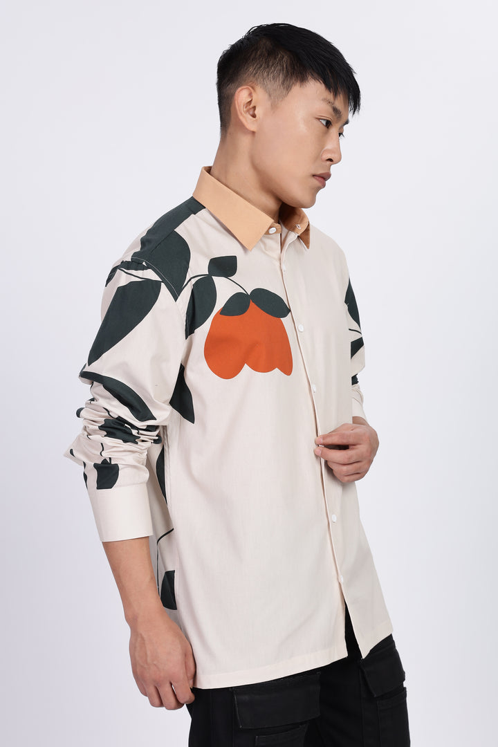 Classic: Orange Floral Printed Shirt
