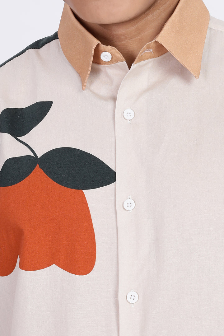 Classic: Orange Floral Printed Shirt