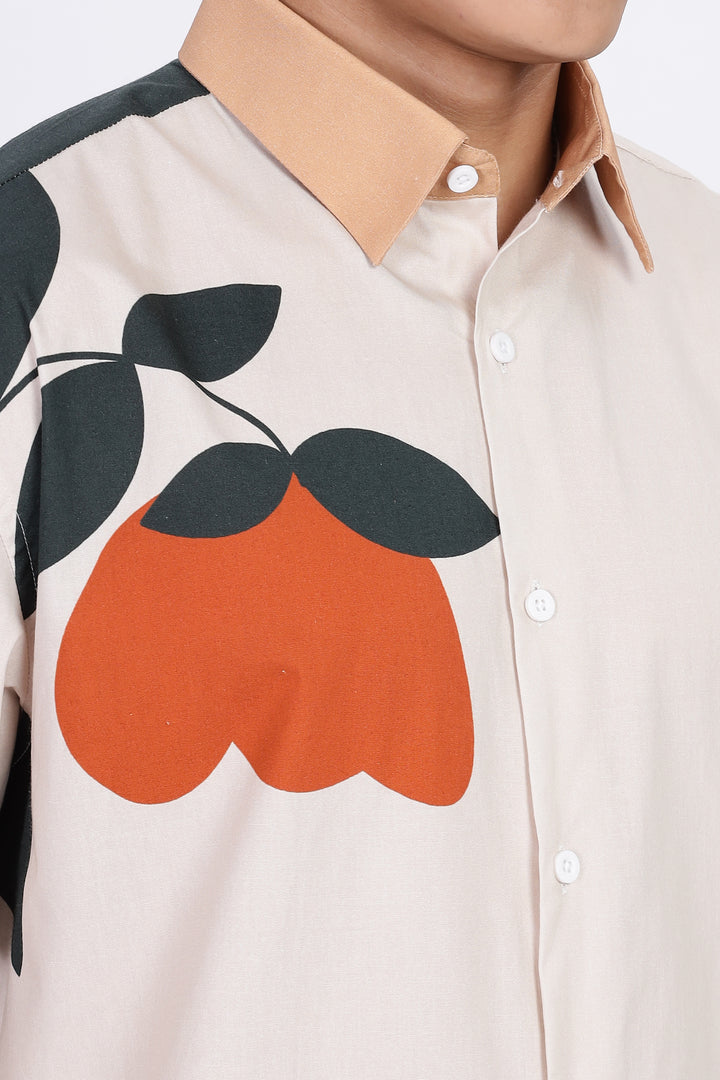 Classic: Orange Floral Printed Shirt