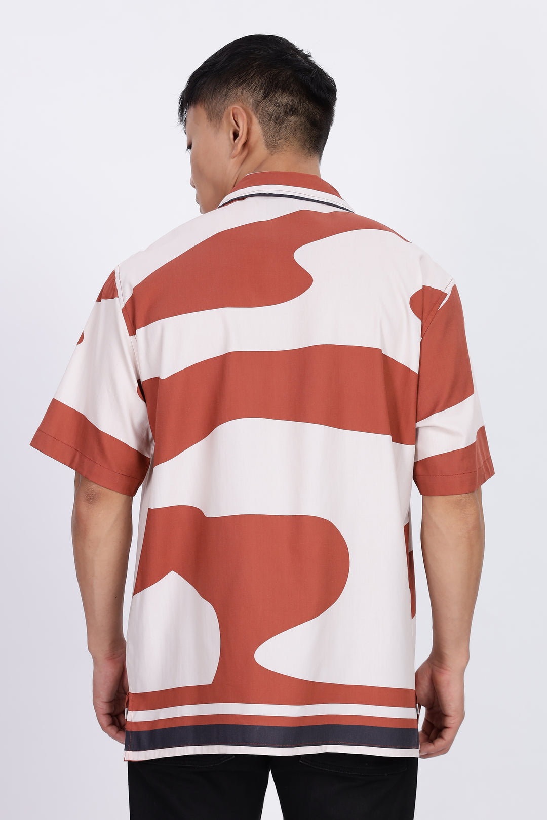 Classic: Abstract Printed Red Cuban Shirt