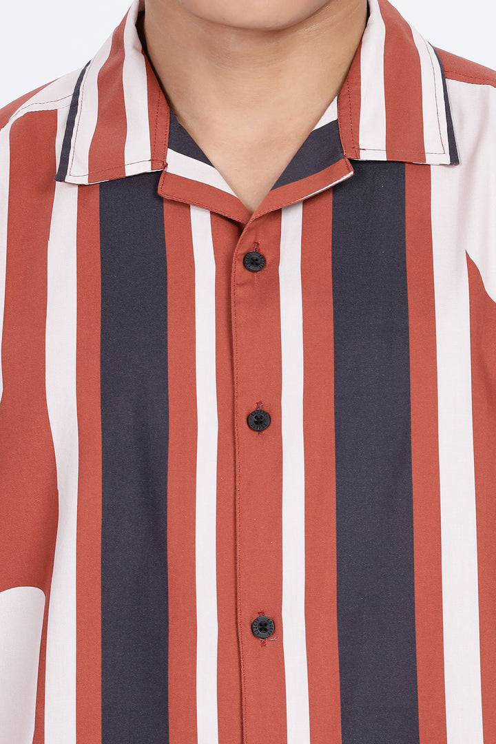 Classic: Abstract Printed Red Cuban Shirt