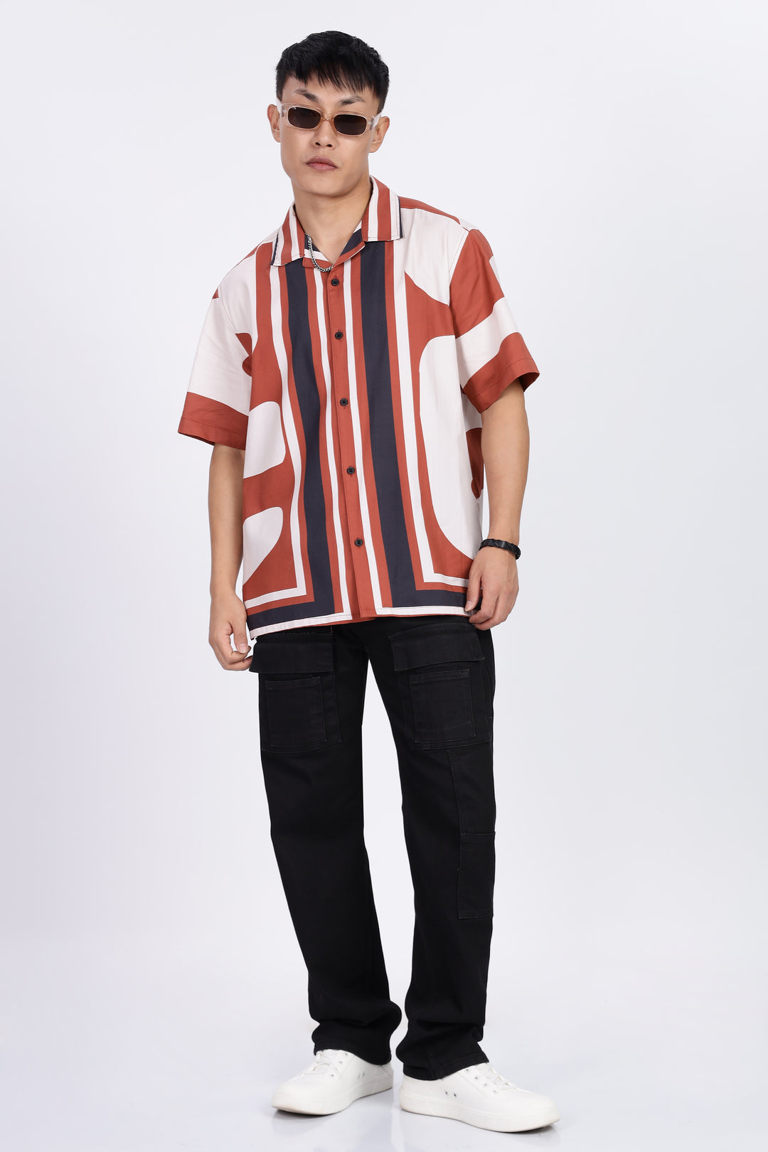 Classic: Abstract Printed Red Cuban Shirt