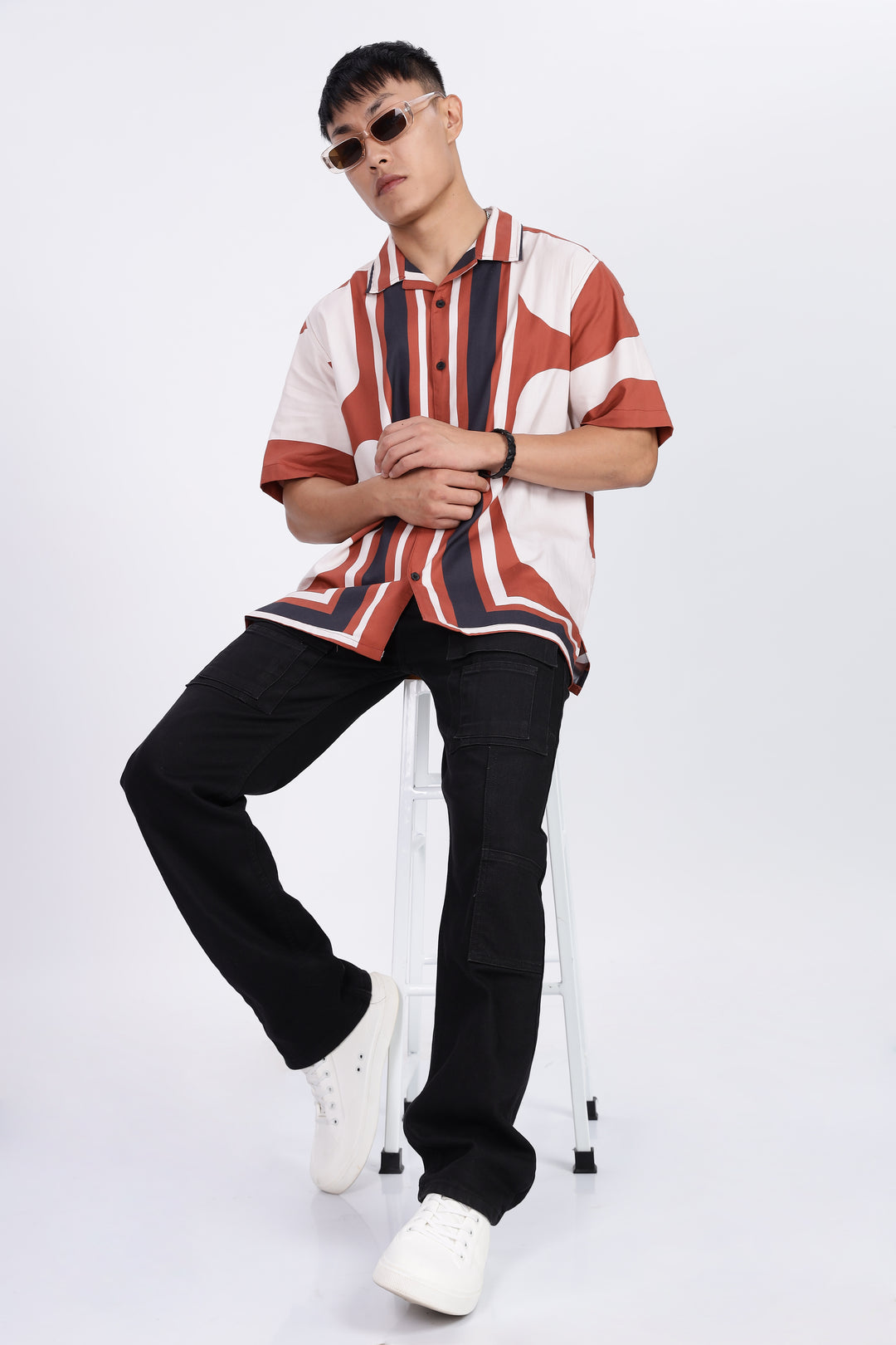 Classic: Abstract Printed Red Cuban Shirt