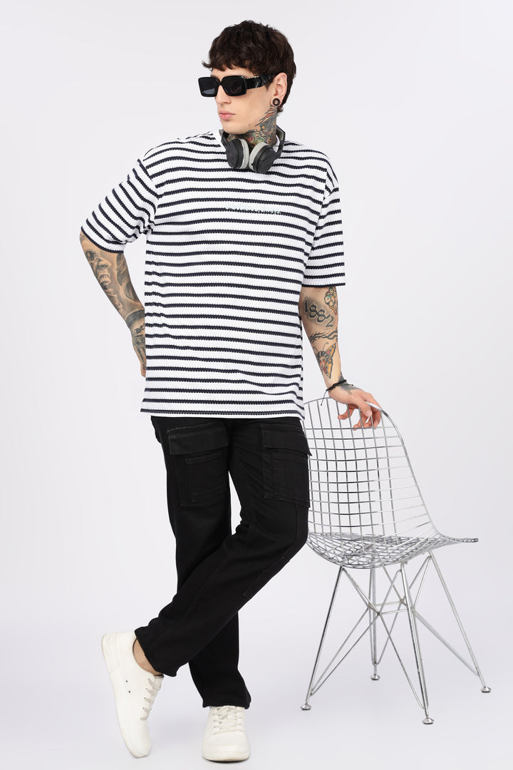 Stripes: Embroidery Oversized T-Shirt