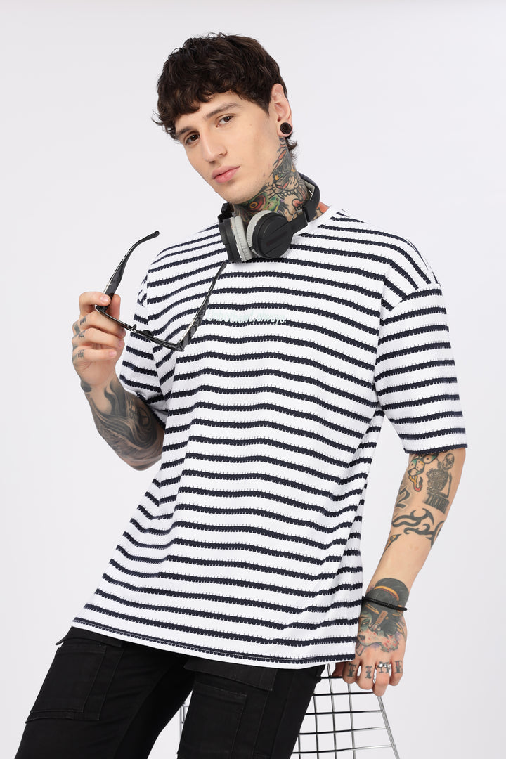 Stripes: Embroidery Oversized T-Shirt