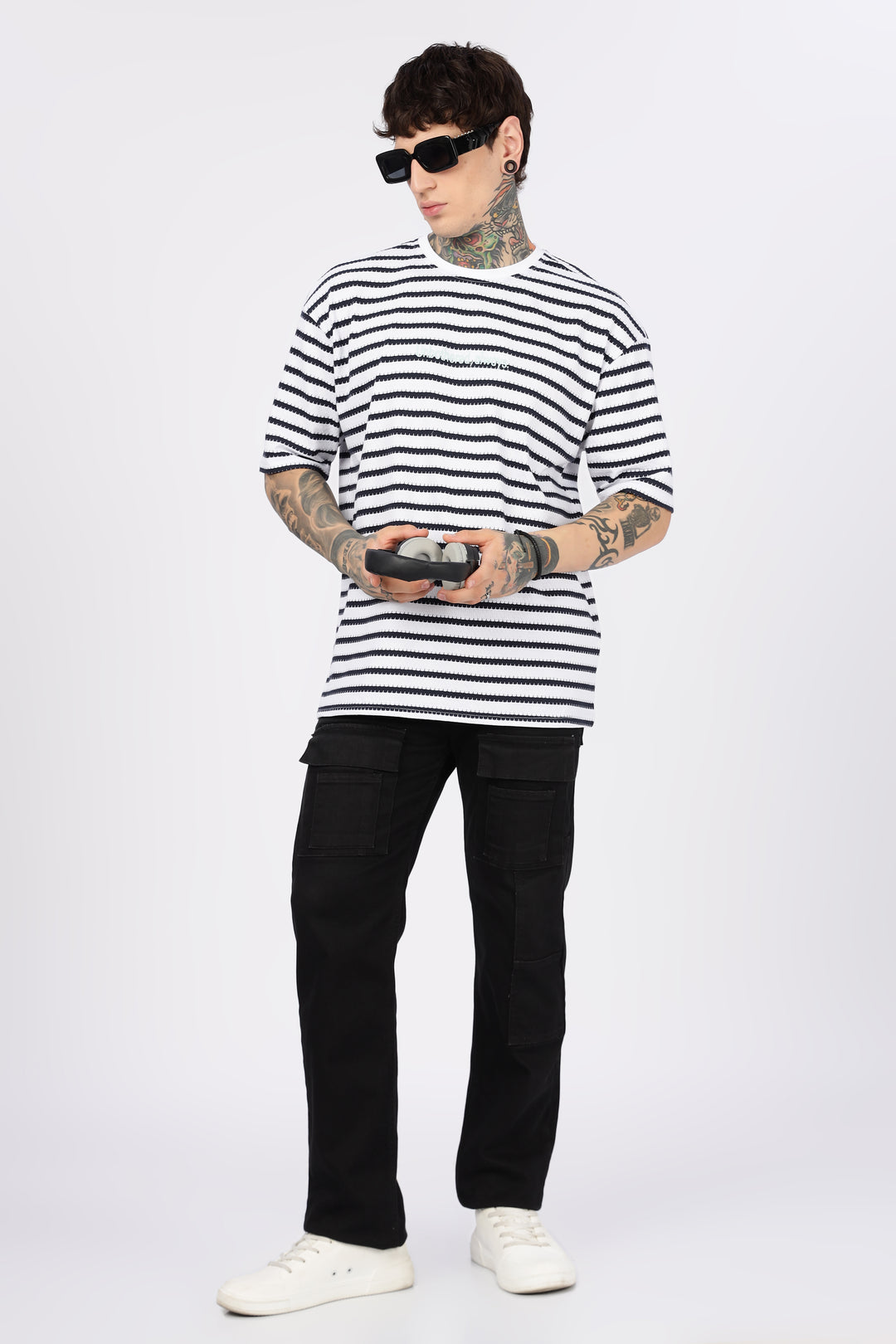 Stripes: Embroidery Oversized T-Shirt