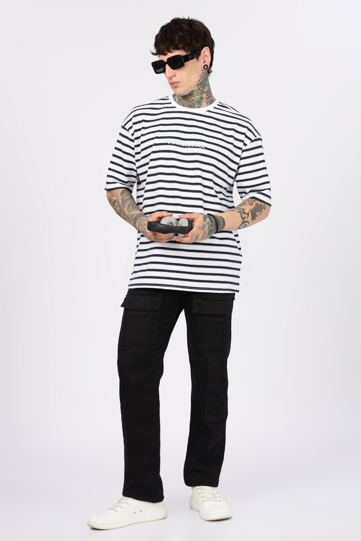 Stripes: Embroidery Oversized T-Shirt
