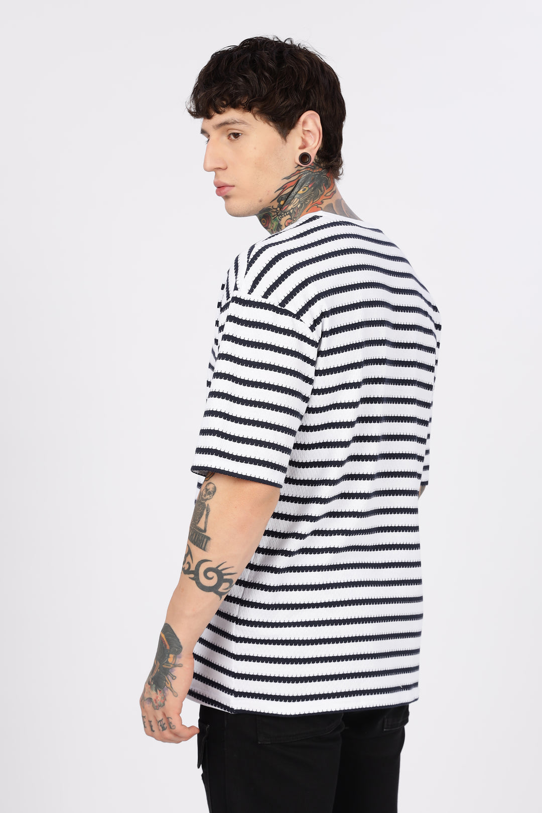 Stripes: Embroidery Oversized T-Shirt