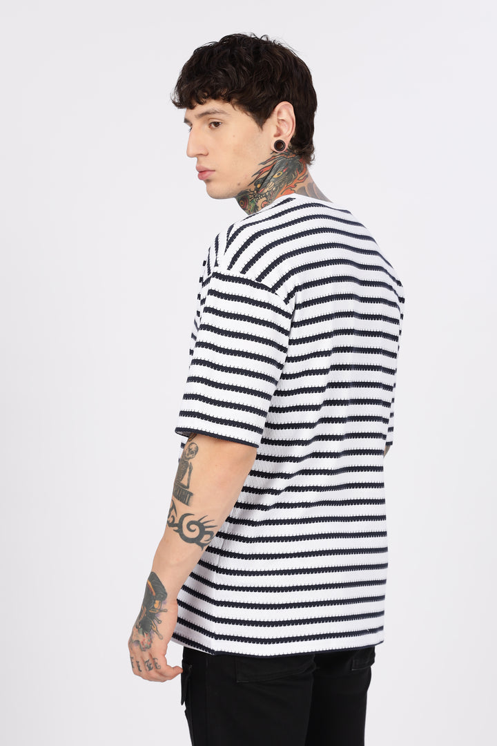 Stripes: Embroidery Oversized T-Shirt
