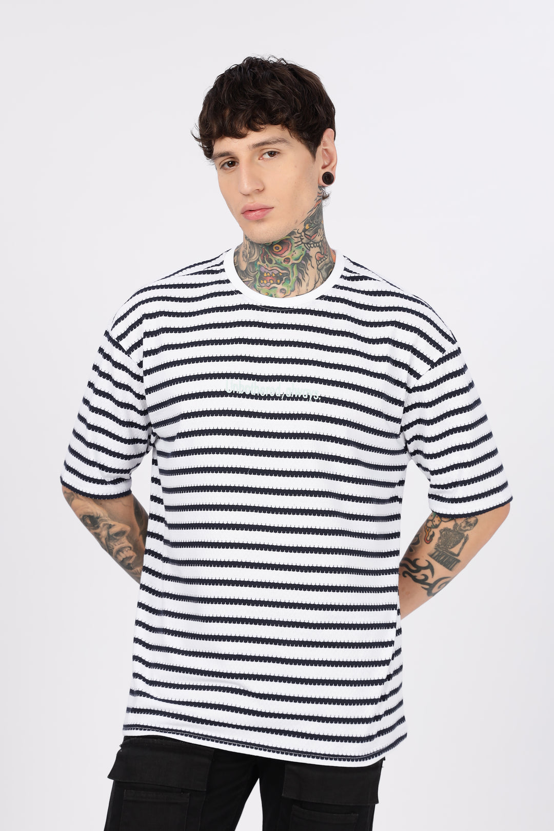 Stripes: Embroidery Oversized T-Shirt