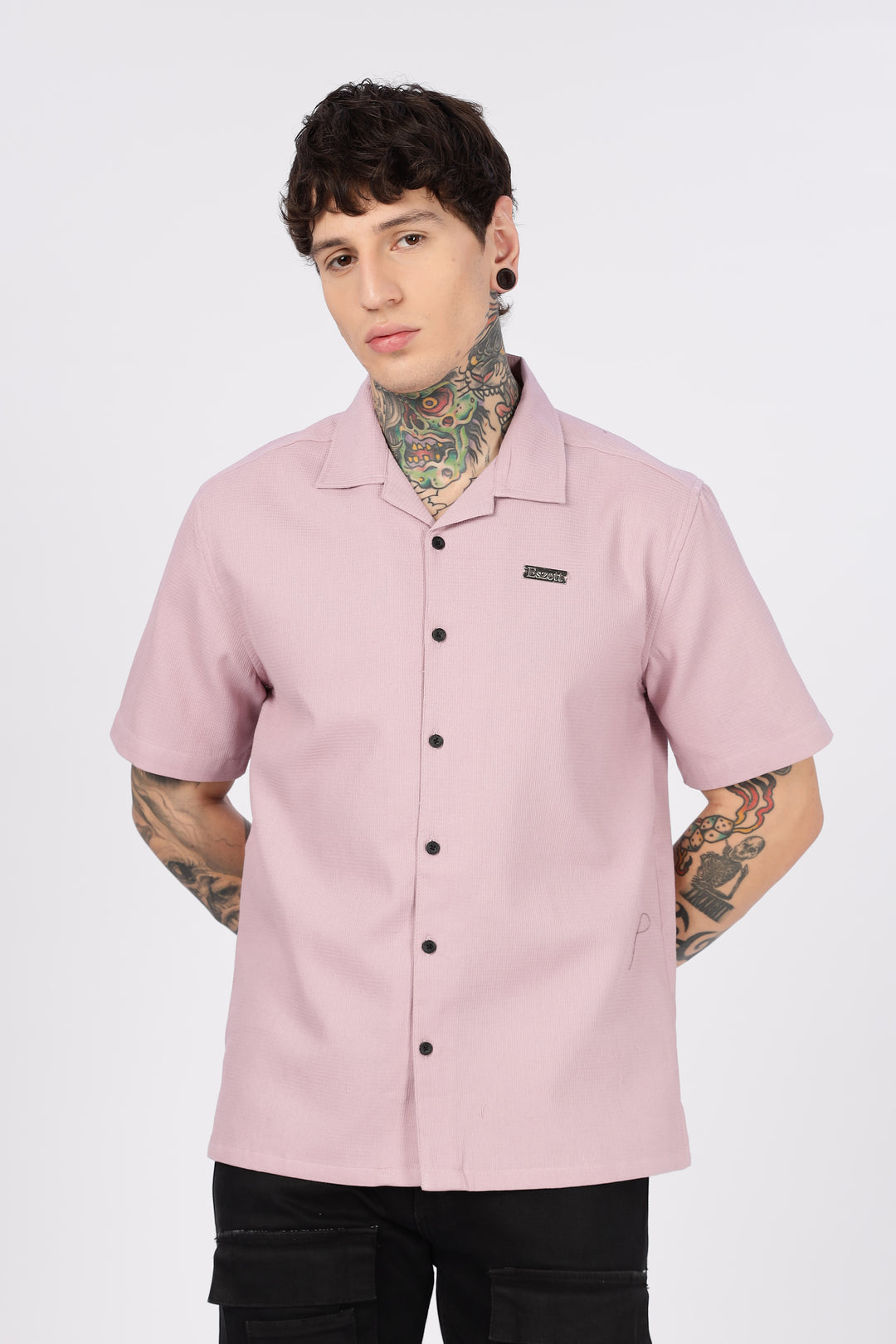 Eszett: Classic textured fabric Pink Shirt